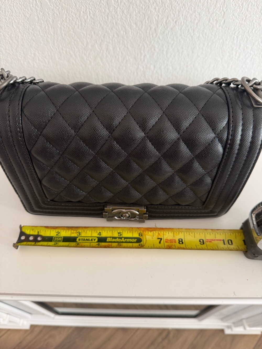 Designer Quilted Leather Shoulder Bag - Black C hanel like - Picture 8 of 10